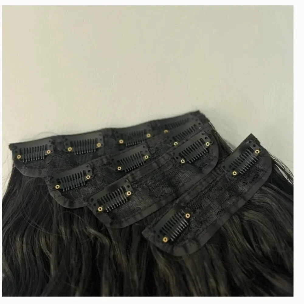 CLIP IN HAIR EXTENSIONS - Black #1 Wavy hair - Natural Aspect - Picture 4 of 9